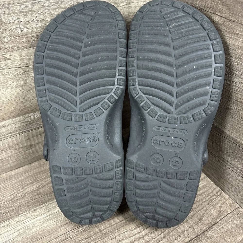 Crocs Classic Comfort Gray Black Mens US Size 10 Clogs
